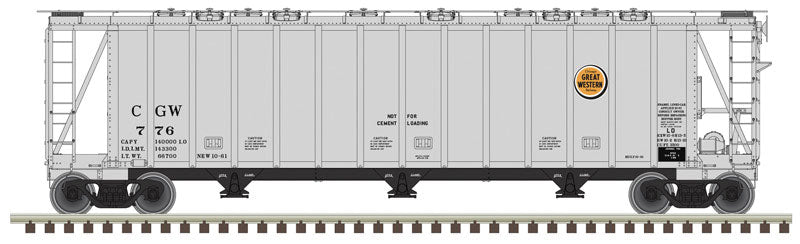 General American 3500 Dry-Flo 3-Bay Covered Hopper - Ready to Run -- Chicago Great Western #780 (gray, orange, black)