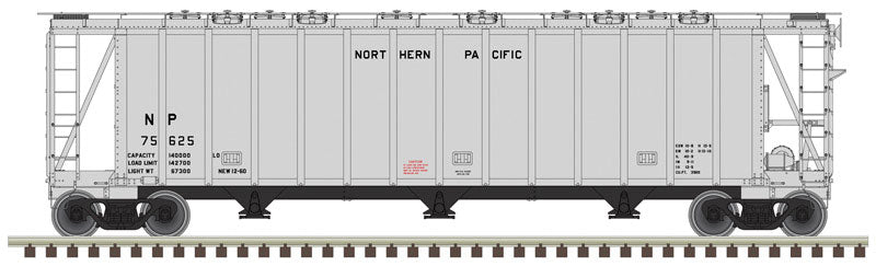 General American 3500 Dry-Flo 3-Bay Covered Hopper - Ready to Run -- Northern Pacific #75629 (gray, black)