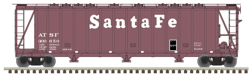 General American 3500 Dry-Flo 3-Bay Covered Hopper - Ready to Run -- Santa Fe #300699 (Boxcar Red, white)