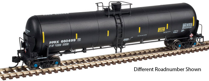 TrinityRail 31,000-Gallon Crude Oil Tank Car - Ready to Run -- Phillips Petroleum PPRX #660512 (black, yellow Conspicuity Marks)