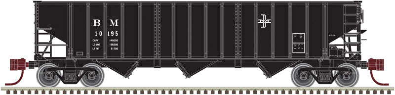 Pullman-Standard 2750 3-Bay Hopper - Ready to Run -- Boston & Maine #10052 (black, Small Logo)