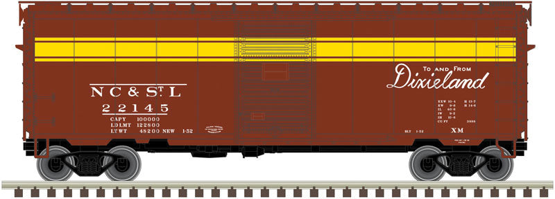 PS-1 40' Boxcar w/6'Door - Ready to Run - Master(R) -- Nashville, Chattanooga & St. Louis #22302 (Boxcar Red, yellow, Dixieland Slo
