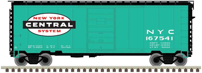 PS-1 40' Boxcar w/6'Door - Ready to Run - Master(R) -- New York Central #167990 (Jade Green, black, white, Large System Logo)