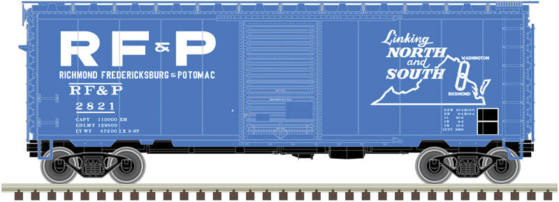 PS-1 40' Boxcar w/6'Door - Ready to Run - Master(R) -- Richmond, Fredericksburg, & Potomac #2875 (blue, Billboard RF&P, Map)