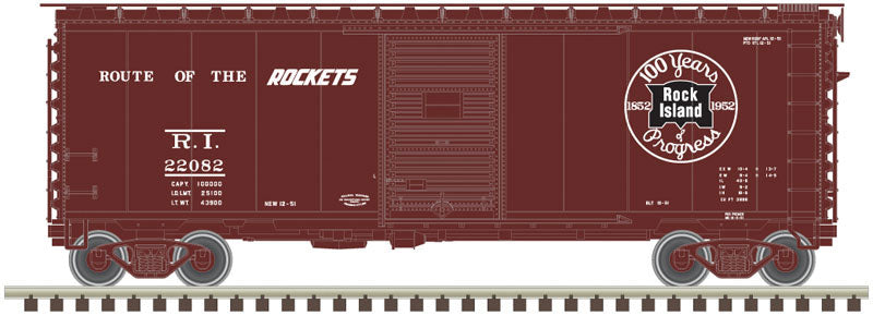 PS-1 40' Boxcar w/6'Door - Ready to Run - Master(R) -- Rock Island #22175 (Boxcar Red, white, black, Centennial Logo)