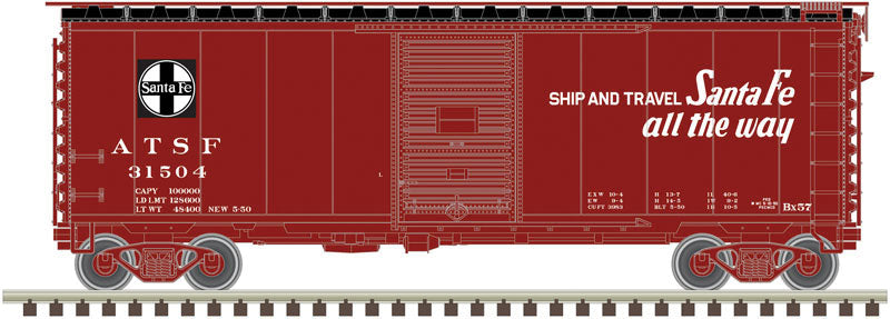 PS-1 40' Boxcar w/6'Door - Ready to Run - Master(R) -- Santa Fe #31504 (Boxcar Red, Square Logo, El Capitan Slogan)