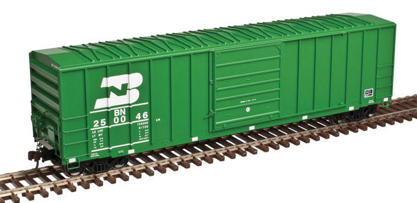 FMC 5077 50' Single-Door Boxcar - Ready to Run -- Burlington Northern #250052 (Cascade Green, white, 1990s Logo on Left)