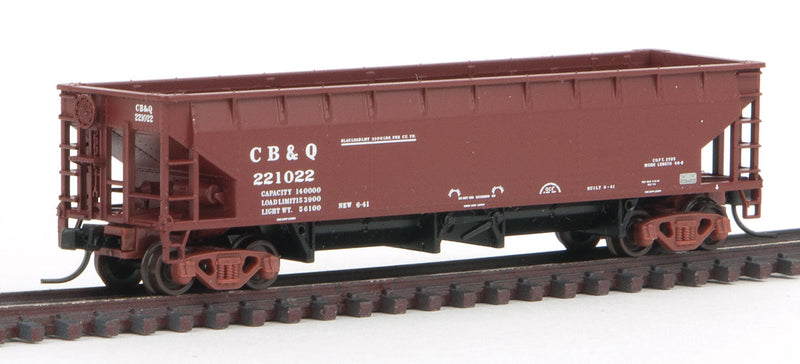 70-Ton Hart Ballast Car - Ready to Run - Master(R) -- Chicago, Burlington & Quincy #221022 (Boxcar Red, black)