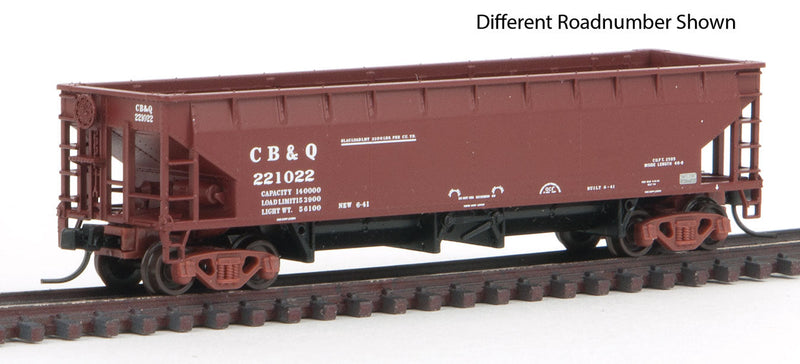 70-Ton Hart Ballast Car 3-Pack - Ready to Run - Master(R) -- Chicago, Burlington & Quincy #221003, 221037, 221065 (Boxcar Red, black)