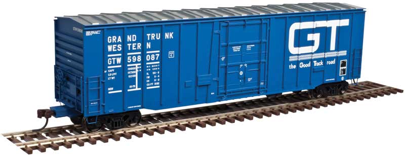 NSC 5111 50' Plug-Door Boxcar - Ready to Run -- Grand Trunk Western #598199 (blue, white, Large Good Track Road Logo)
