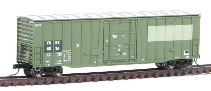 NSC 5277 50' Plug-Door Boxcar - Ready to Run -- Youngstown & Austintown YARR #4525 (Patched, green, gray)