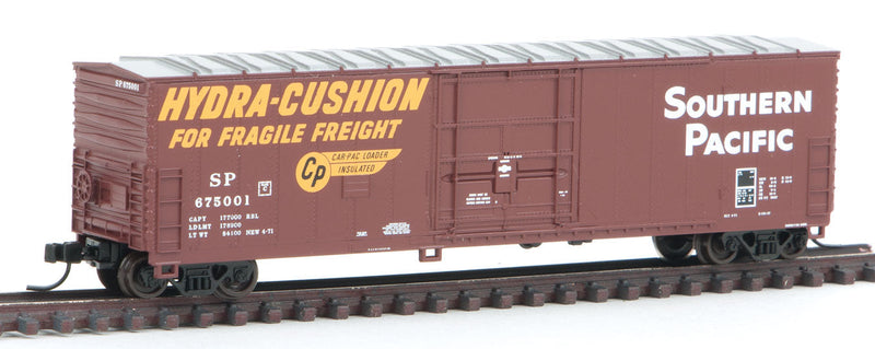 Fruit Growers Express 50' Insulated Plug-Door Boxcar - Ready to Run -- Southern Pacific #675001 (Boxcar Red, yellow, Hydra Cushion Markings)
