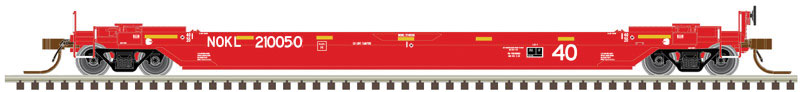 40' Rebuilt Well Car - Ready to Run -- Northwestern Oklahoma Railroad NOKL 210054 (red, yellow Conspicuity Marks)