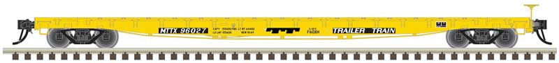 60' Flatcar - Ready to Run -- Trailer-Train #96145 (yellow, black)
