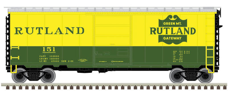 PS-1 40' Boxcar w/6'Door - Ready to Run - Master(R) -- Rutland #163 (yellow, green)