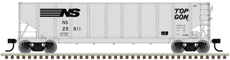 286K TopGon Coal Gondola 6-Pack - Ready to Run - Master(R) -- Norfolk Southern (9-96 Scheme, gray, black)