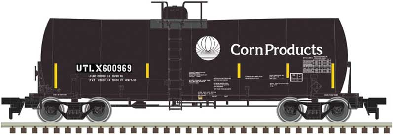 Trinity 17,600-Gallon Corn Syrup Tank Car - Ready to Run -- Corn Products UTLX 600995 (black, yellow Conspicuity Markings)