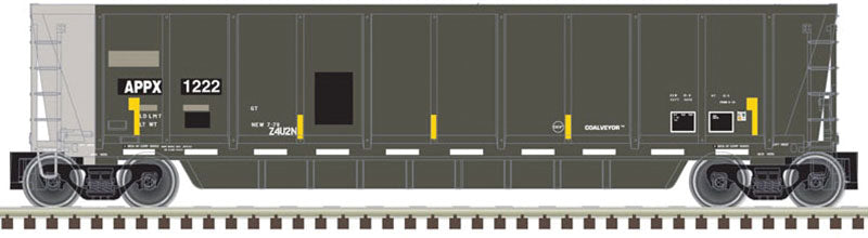 Coalveyor Bathtub Gondola - Ready to Run - Master(R) -- Appalachian Railcar Services #1222 (black, gray; White-Yellow Conspicuity Ma