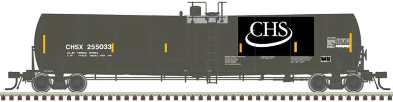 Trinity 25,500-Gallon Tank Car - Ready to Run - Master(R) -- CHS #255033 (black, CHS Logo; Yellow Conspicuity Marks)