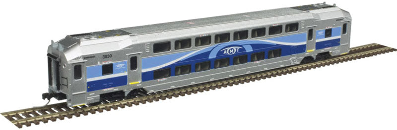 Multi-Level Commuter Coach Trailer - Ready to Run -- Montreal Metropolitan Transportation Network AMT 3151 (blue, silver, white)