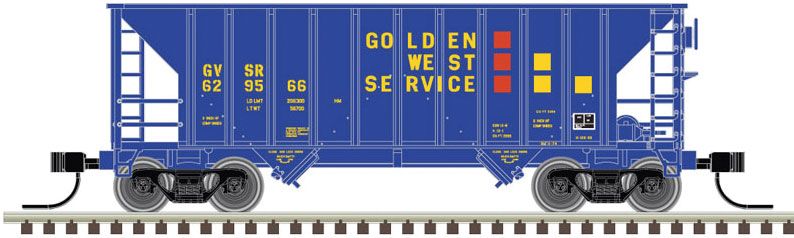 Greenville 100-Ton 2-Bay Hopper - Ready to Run - Master(TM) -- Golden West Service GVSR #629609 (blue, yellow, red)