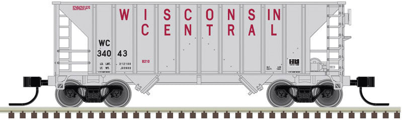 Greenville 100-Ton 2-Bay Hopper - Ready to Run - Master(TM) -- Wisconsin Central 34012 (gray, maroon)