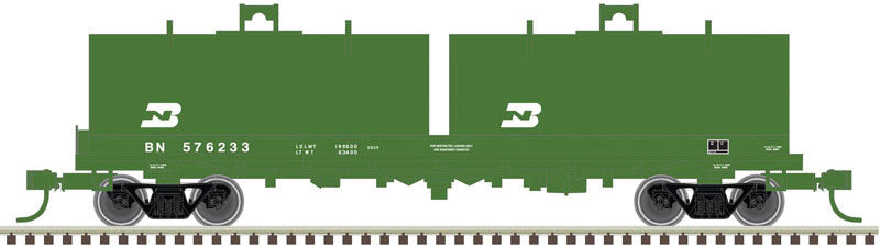 Cushion Coil Car with Round Hoods - Ready to Run - Master(TM) -- Burlington Northern #576233 (Cascade Green, white)