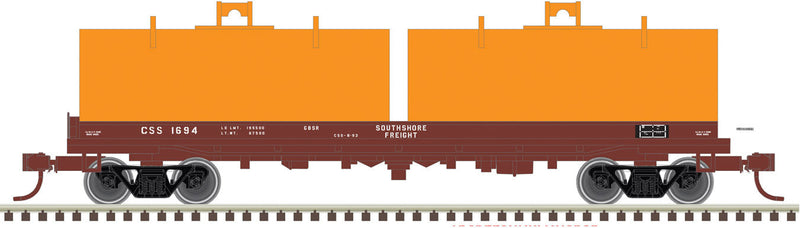 Cushion Coil Car with Round Hoods - Ready to Run - Master(TM) -- South Shore Freight #1696 (Boxcar Red, Orange Hoods)