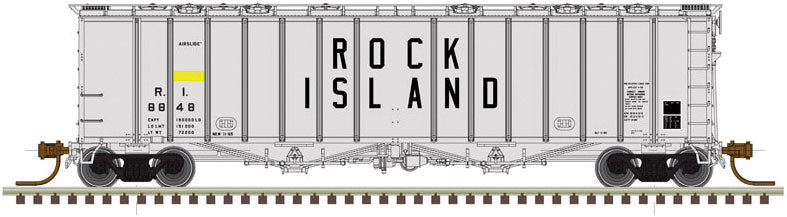 4180 Airslide Covered Hopper - Ready to Run - Master(R) -- Rock Island 8864 (gray, black, Billboard Block Lettering)
