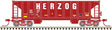 41' Ballast Hopper 3-Pack - Ready to Run - Master(R) -- Herzog #6317, 6839, 6850 (Boxcar Red, white)