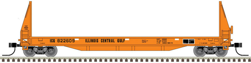 SIECO 50' Pulpwood Flatcar - Ready to Run - Master(R) -- Illinois Central Gulf 822609 (orange, black)