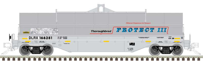 42' Coil Steel Car with Fishbelly Side Sill - Ready to Run - Master(R) -- GE Railcar DLRX 166287 (gray, blue, red)