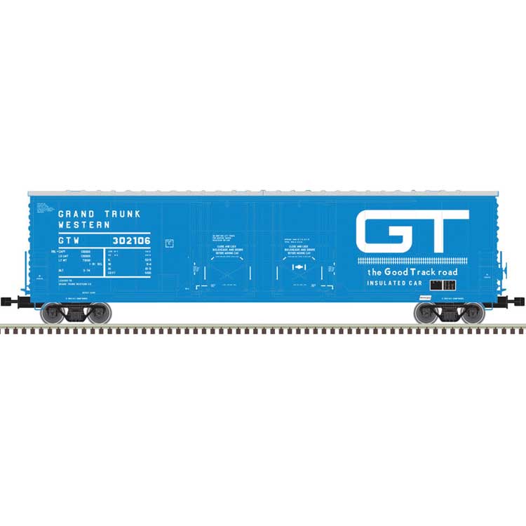 Evans 53' Double Plug-Door Boxcar - Ready to Run - Master(R) -- Grand Truck Western #302106 (blue, white)