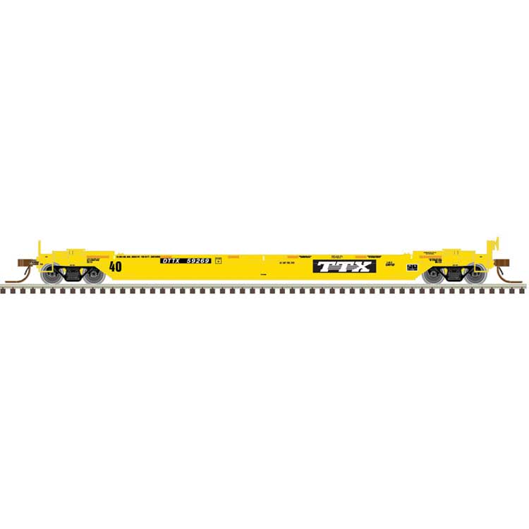 40' Rebuilt Well Car - Ready to Run - Master(R) -- TTX (Early Logo) 59258 (yellow, black, early logo)