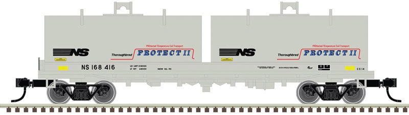 Cushion Coil Car with Round Hoods - Ready to Run - Master(R) -- Norfolk Southern #168344 (gray, blue, red; Protect II)