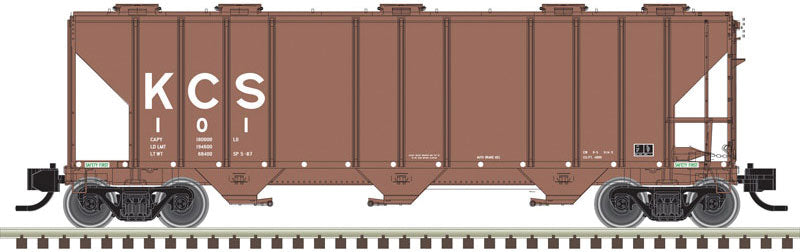 PS-4000 3-Bay Covered Hopper - Ready to Run - Master(R) -- Kansas City Southern 111 (Boxcar Red, white
