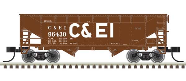 2-Bay Offset-Side Hopper with Flat Ends & Load 3-Pack - Ready to Run - Master( -- Chicago & Eastern Illinois 96154, 96293, 96347 (Boxcar Red, white, Billboar