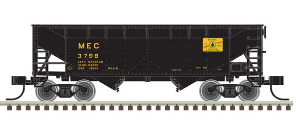 2-Bay Offset-Side Hopper with Flat Ends & Load - Ready to Run - Master(R) -- Maine Central 3754 (black, white, Harvest Gold)