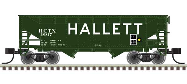 2-Bay Offset-Side Hopper with Flat Ends & Load 3-Pack - Ready to Run - Master( -- Hallett 9937, 9943, 9951 (green, white)