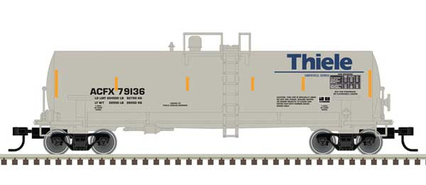 ACF 14,000-Gallon Kaolin Tank Car - Ready to Run -- Thiele Kaolin 79125 (gray, blue, yellow conspicuity marks)