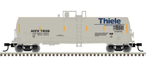 ACF 14,000-Gallon Kaolin Tank Car - Ready to Run -- Thiele Kaolin 79135 (gray, blue, yellow conspicuity marks)