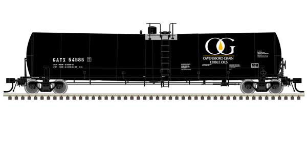 Trinity 25,500-Gallon Tank Car 3-Pack - Ready to Run -- Owensboro Grain GATX #54562, 54575, 54596 (black, white, yellow)