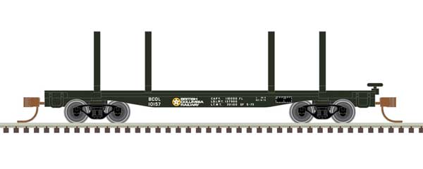 45' Logging Flatcar - Ready to Run - Master(R) -- British Columbia Railway #10157 (green)