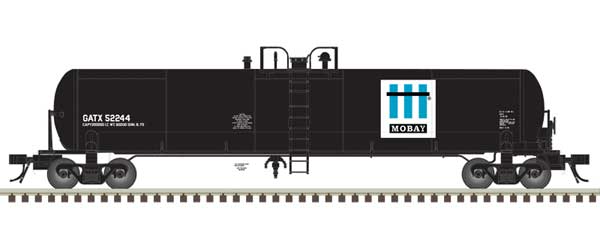 GATX 20,700-Gallon Tank Car - Ready to Run - Master(R) -- Mobay Chemicals GATX #52244 (black, white, blue)