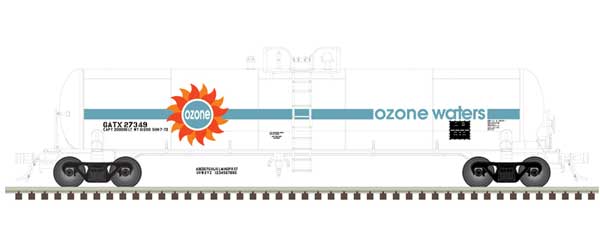 GATX 20,700-Gallon Tank Car - Ready to Run - Master(R) -- Ozone Waters GATX #27349 (white, blue, orange, black)