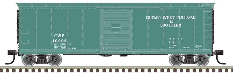 USRA Steel Rebuilt 40' Boxcar - Ready to Run - Master(R) -- Chicago, West Pullman & Southern #10001 (green, black, white)