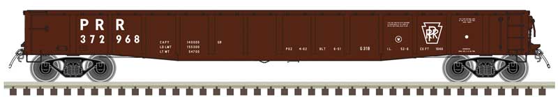 ACF 70-Ton 52' Gondola - Ready to Run - Master(R) -- Pennsylvania Railroad #372968 (Boxcar Red, white, Plain Keystone)