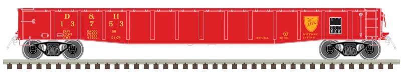 ACF 70-Ton 52' Gondola - Ready to Run - Master(R) -- Delaware and Hudson #13753 (red, yellow)