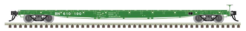 GSI 60' Flatcar - Ready to Run -- Burlington Northern #610190 (Cascade Green, white)