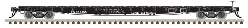 GSI 60' Flatcar - Ready to Run -- Norfolk and Western #300455 (black, white)